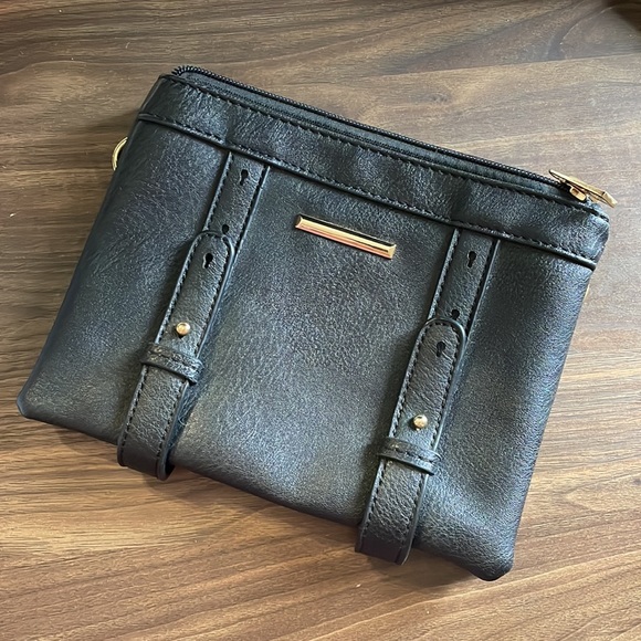 Black Cara Crossbody bag MKF Mia K. adjustable removable strap 2 pocket clutch - Picture 5 of 9